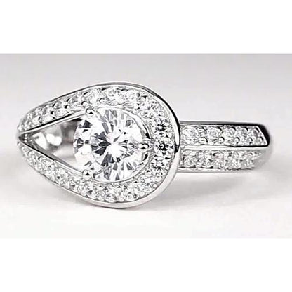 Engagement Ring 2.50 Carats Round Diamond Ring Unique Shank Style White Gold 14K