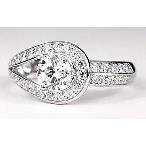 Engagement Ring 2.50 Carats Round Diamond Ring Unique Shank Style White Gold 14K