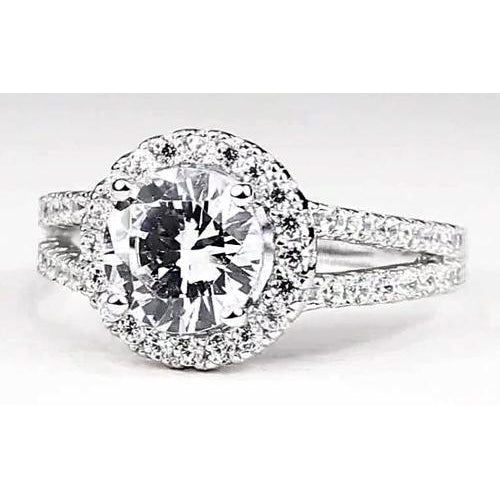 Halo Ring Diamond Halo Engagement Ring 3.50 Carats White Gold 14K