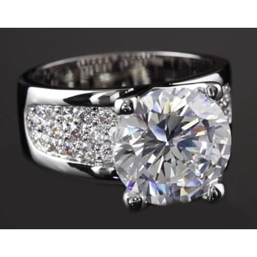 Pave Setting   Natural Brilliant Engagement White Gold Diamond Solitaire Ring with Accents