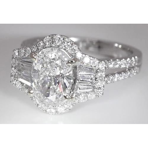 Engagement Ring Set 4.50 Carats Oval Cut Diamond Anniversary Ring Split Shank