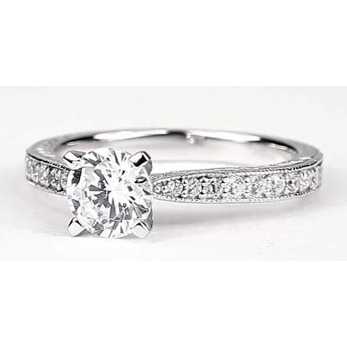 Solitaire Ring with Accents Solitaire With Accents Channel Set Round Diamond Ring 1.50 Carats