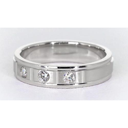 Band Satin Finish Anniversary Band White Gold 14K 3 Round Diamonds Jewelry 0.45 Carats
