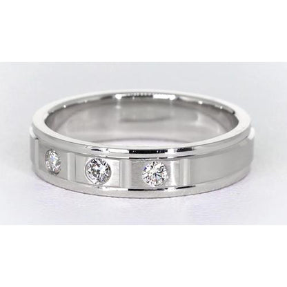 Band Satin Finish Anniversary Band White Gold 14K 3 Round Diamonds Jewelry 0.45 Carats