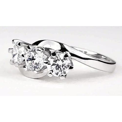 Three Stone Ring Interlocking Look 3 Stone Round Diamond Engagement Ring 2.25 Carats