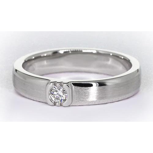 Mens Ring Brushed Finish Round Diamond Men'S Ring White Gold 14K 0.50 Carats