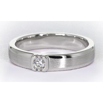 Mens Ring Brushed Finish Round Diamond Men'S Ring White Gold 14K 0.50 Carats