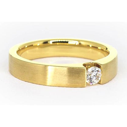 Mens Ring Men'S Ring Yellow Gold 14K 0.75 Carats Tension Set