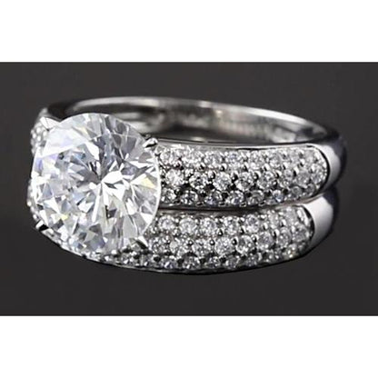 Engagement Ring Set Engagement Ring Set Round Diamond Pave Setting 5 Carats