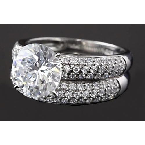 Engagement Ring Set Engagement Ring Set Round Diamond Pave Setting 5 Carats