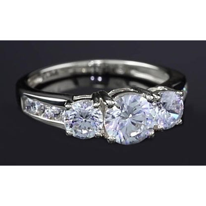 Three Stone Ring Three Stone Engagement Ring Round Basket Prong Setting 3 Carats