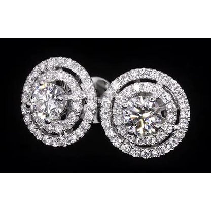 New Fancy Style Double Halo Diamond Studs 