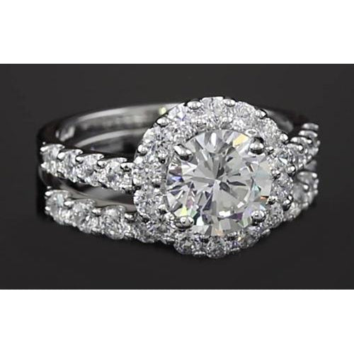 Halo Ring Halo Parallel Double Shank Ring 3 Carats