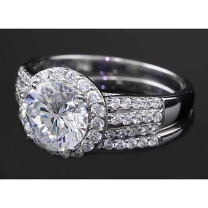 Halo Ring 3.50 Carats Round Halo Setting Engagement Ring