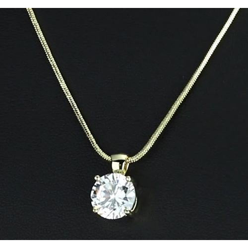 Pendant 1 Carat Round Diamond Pendant Four Prong Setting Yellow Gold Jewelry