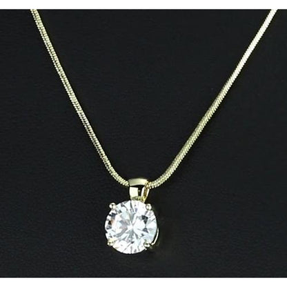 Pendant 1 Carat Round Diamond Pendant Four Prong Setting Yellow Gold Jewelry