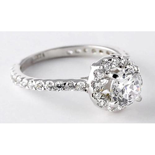 Halo Ring 2 Carats Round Diamond Halo Setting Engagement Ring Jewelry