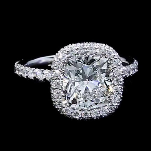 Diamond Engagement Ring Halo 3 Carats Women White Gold 14K Jewelry