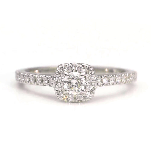 Diamond Halo Engagement Ring 1.25 Carats White Gold Women Jewelry