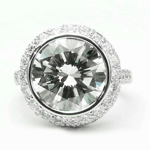 Diamond Engagement Halo Ring 3.34 Carats Round Diamonds White Gold 14K Jewelry
