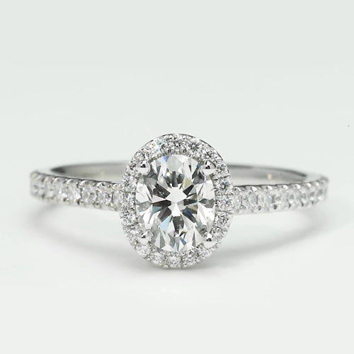 Oval Diamond Halo Ring 2.15 Carats