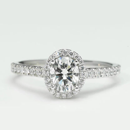 Oval Diamond Halo Ring 2.15 Carats