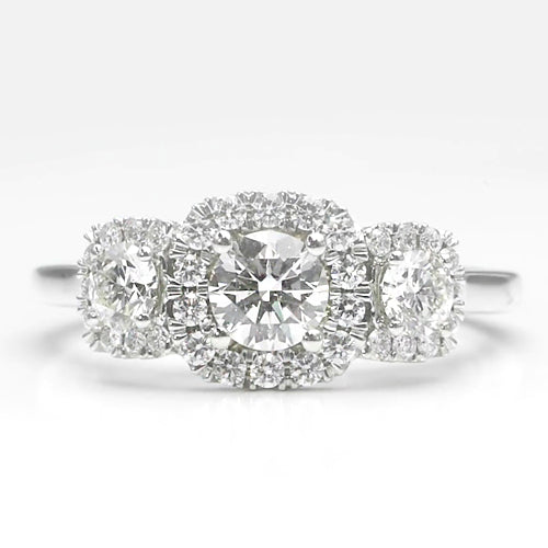Diamond Halo Ring 2.75 Carats Prong Setting White Gold Women Jewelry