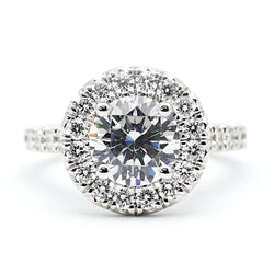 Diamond Engagement Ring 3 Carats Halo Round Cut White Gold 14K