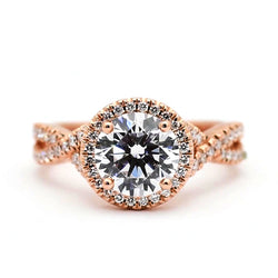 Women Round Diamond Engagement Ring 2.50 Carats Rose Gold 14k