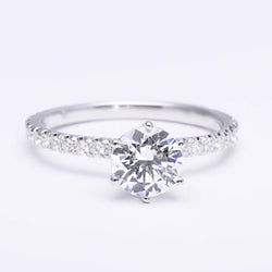 Diamond Engagement Solitaire Ring With Accents 2 Carats