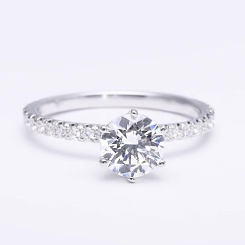 Fancy Elegant Lady’s  Style White Elegant Gold Diamond Solitaire Ring with Accents 