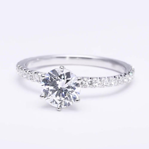 Fancy Elegant Lady’s  Style White Elegant Gold Diamond Solitaire Ring with Accents 