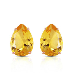 Madeira Citrine Pear Cut 41 Ct Stud Earrings Prong Set Yellow Gold 14K
