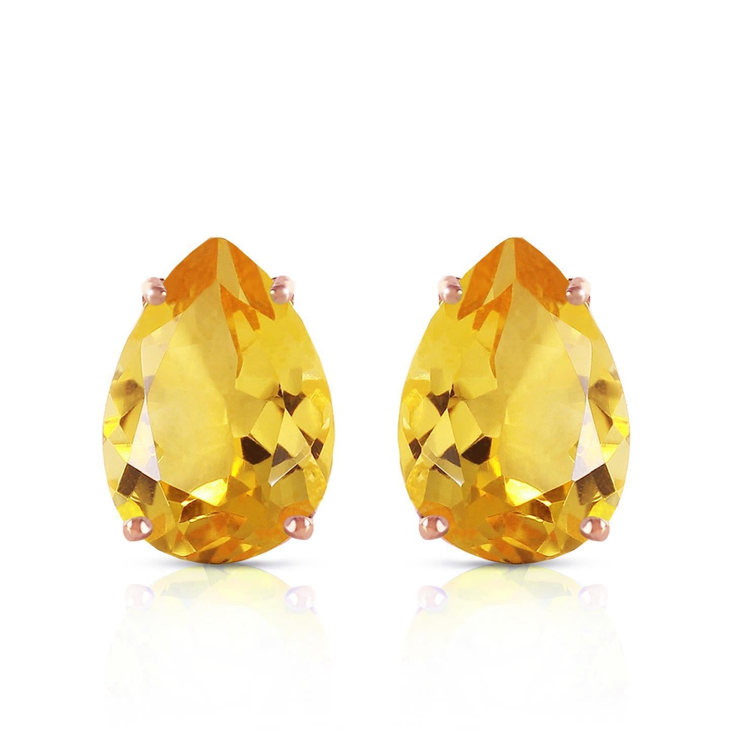 Madeira Citrine Pear Cut Best amazing weeding   Stud Earrings Prong Set Yellow Gold 