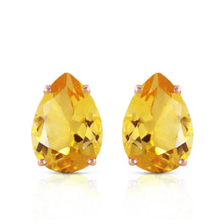 Madeira Citrine Pear Cut 41 Ct Stud Earrings Prong Set Yellow Gold 14K