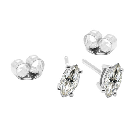 Marquise Cut Stud Earrings Diamond Old Miners 1 Ct