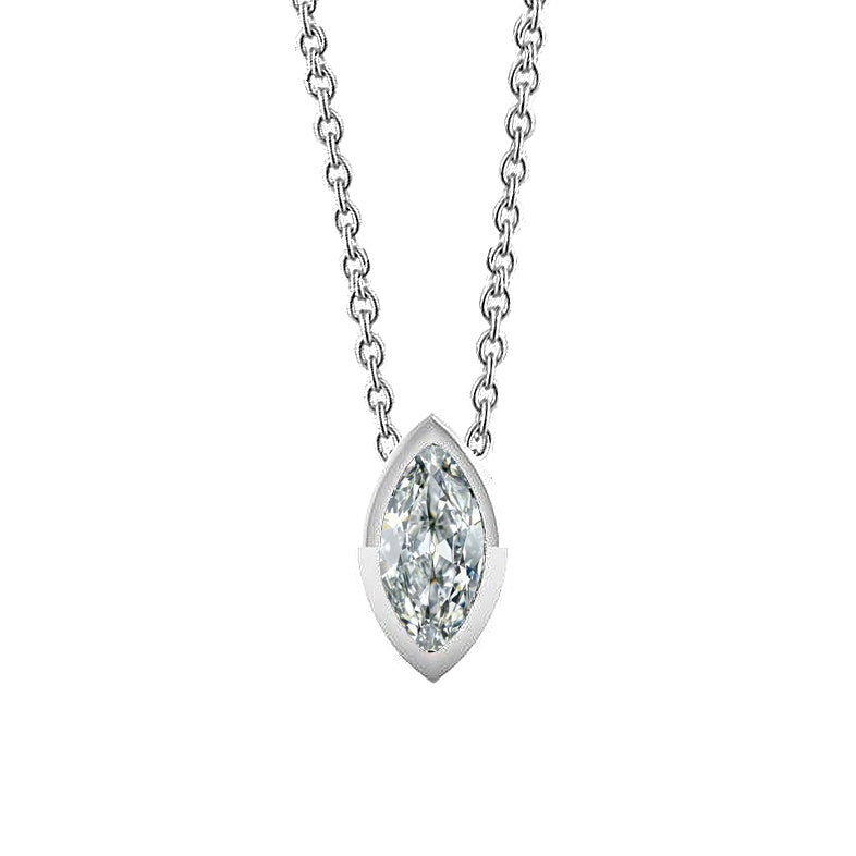 Marquise Diamond Pendant 1.50 Carats Old Miner Bezel Set