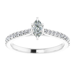 Marquise Old Cut Natural Earth Mined Diamond Ring With Accents 6 Prong Set 3.50 Carats
