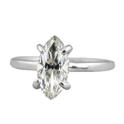 3.50 Carats Marquise Old European Mined Diamond Solitaire Ring White Gold