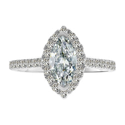 4 Carats Marquise Old European Halo Mined Natural Real Diamond ( Not Lab Grown ) Wedding Ring White Gold