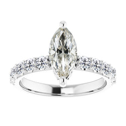 Marquise Old European Two Prong Mined Natural Real Diamond ( Not Lab Grown ) Ring 2.50 Carats