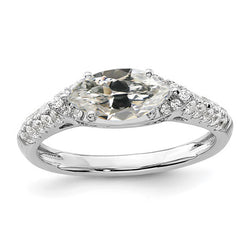 Real  Marquise Old Mine Cut Diamond Ring 4 Carats Ladies Gold Jewelry