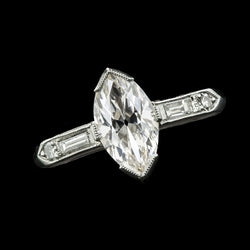 Genuine   Marquise Old Mine Cut Diamond Ring V Prong Set 4.75 Carats Gold 14K
