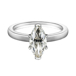 Marquise Old Mine Cut Diamond Solitaire Engagement Ring 1 Carat
