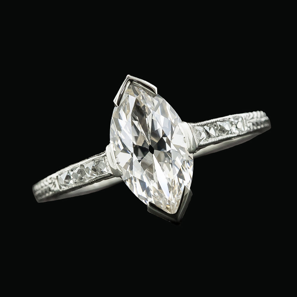 Marquise Old Miner Diamond Ring V Prong Set Jewelry
