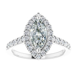 Marquise Old Miner Halo Natural Diamond Ring 2.50 Carats