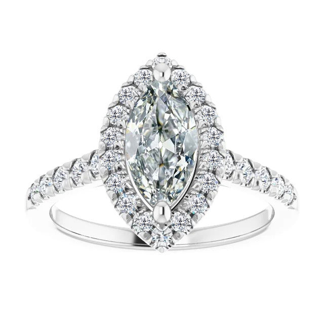 Marquise Old Miner Halo Diamond Ring 2.50 Carats