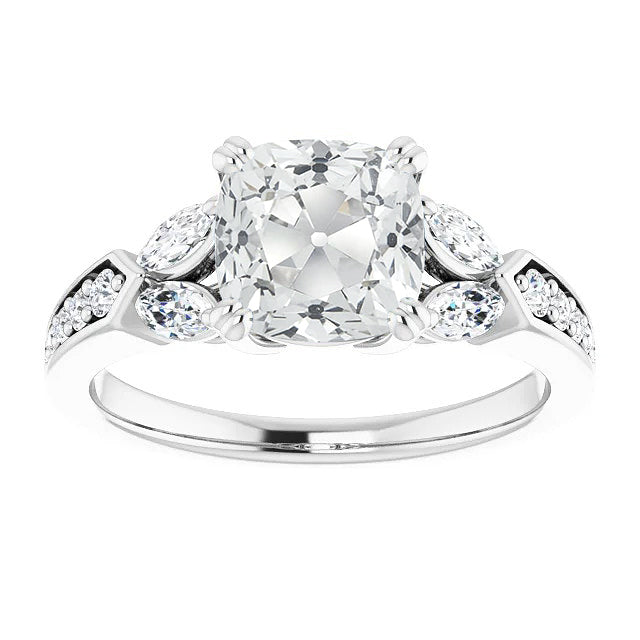  Brilliant Sparkling Solitaire Ring with Accents White Gold Diamond 