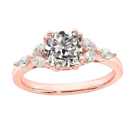 womans's white peach Old Miner Diamond Ring Prong Se