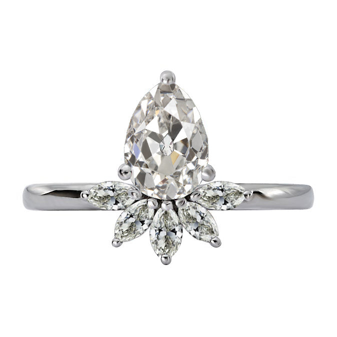    Lady’s Unique Style White Sparkling Weeding Engagement White gold  Old Miner Cut Diamond Ring Crown Style